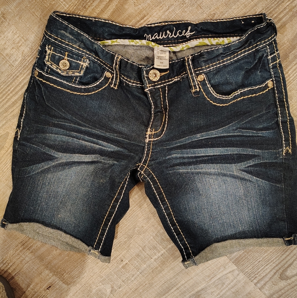 Maurices Blue Jean Shorts with Distressed Look
